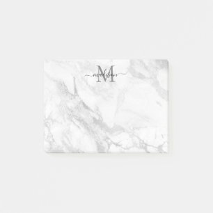 Modernes, trendy Silver Gray Marble Monogram Post-it Klebezettel