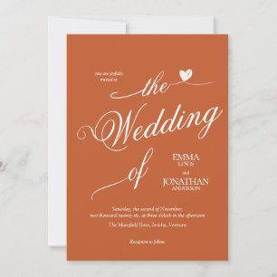 Modernes Trendy Terracotta Herz für Hochzeit Einla Einladung