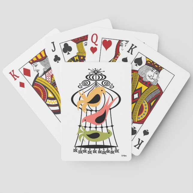 Modernes Trio der Vögel im Mittelalter 1 Spielkarten (Rückseite)