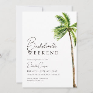 Modernes Tropical Palm Bachelorette Wochenende Einladung
