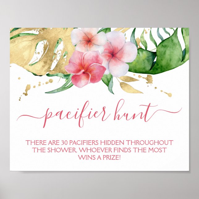 Modernes Tropical Schnuller Hunt Baby Showspiel Poster (Vorne)