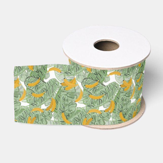 Modernes tropisches Bananengrün Ripsband (Spule)