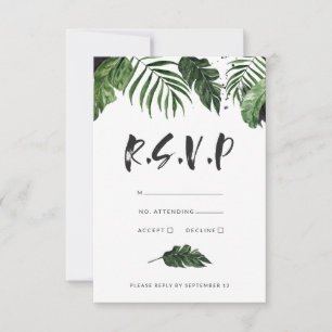Modernes tropisches Blattgemälde RSVP Karte