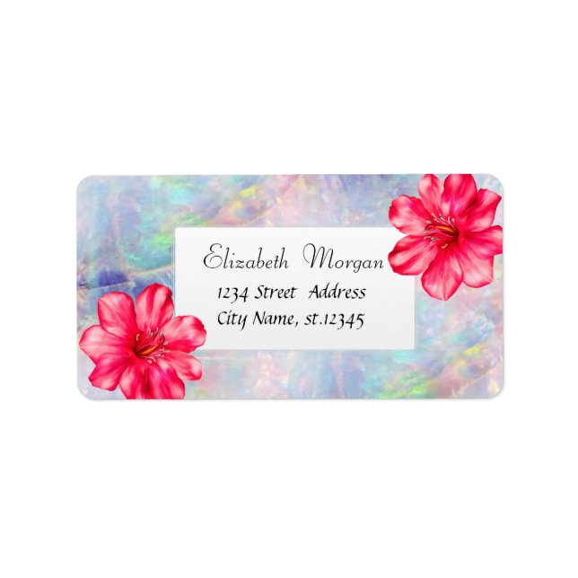 Modernes tropisches "Hibiskus Opal" Adressaufkleber (Vorne)