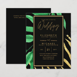 Modernes tropisches Leaf Gold Black Wedding Budget