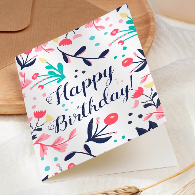 Modernes tropisches Pastellmit blumenalles Gute Karte (Modern tropical pastel floral happy card)