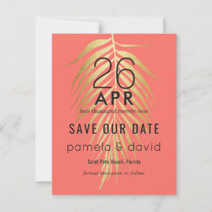 Modernes tropisches Save the Date in Korallen