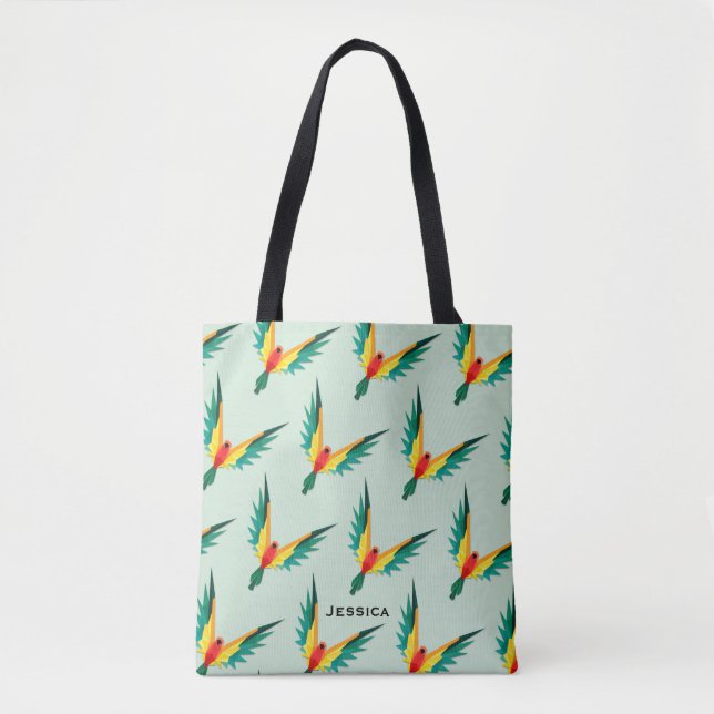 Modernes tropisches Vogel-Muster-blaues Tasche (Vorderseite)
