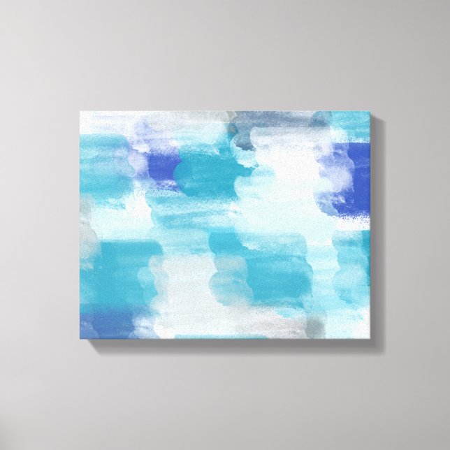 Modernes Türkis & Grau Wasserfarbe Abstrakt Art Leinwanddruck (Vorderseite)