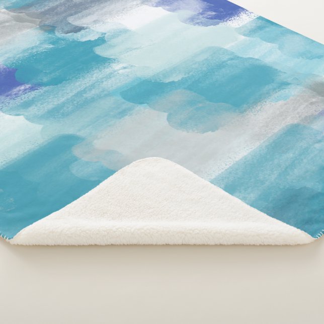 Modernes Türkis & Grau Wasserfarbe Abstrakt Art Sherpadecke (3/4)
