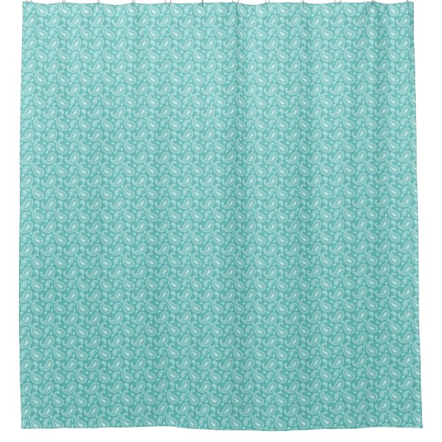 Modernes Türkis Paisley Duschvorhang (Vorderseite)