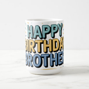Modernes Türkis und Gelb "HAPPY BIRTHDAY BROTHER"  Kaffeetasse