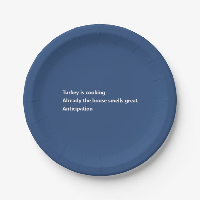 Modernes türkisches Gedicht Minimal Blue Erntedank Pappteller (Vorderseite)