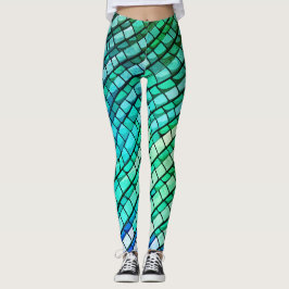 Modernes türkisfarbenes Abstraktes geometrisches M Leggings