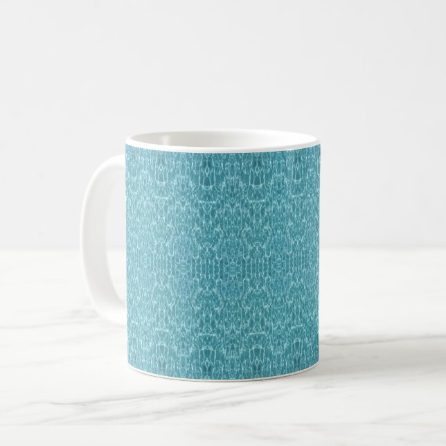 Modernes türkisfarbenes Aqua Abstraktes Muster Kaffeetasse (Vorderseite Links)