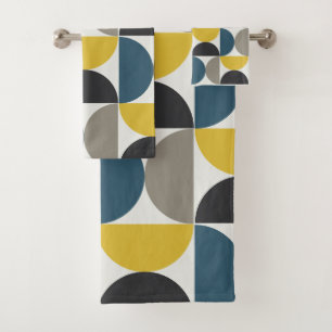Modernes Turmer Gunmetal und blau aus dem Mittelal Badhandtuch Set