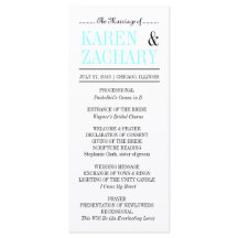 Modernes Typografie Black and Aqua Wedding Program
