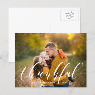 Modernes Typografie-Erntedank-Foto Feiertagspostkarte