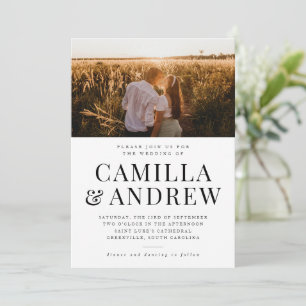 Modernes Typografie-Foto Elegante Hochzeit Einladung