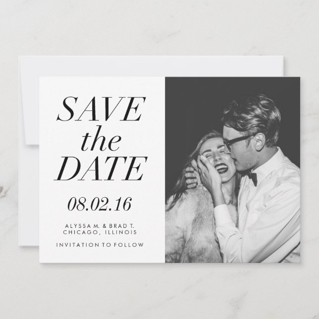 Modernes Typografie-Foto Save the Date (Vorderseite)