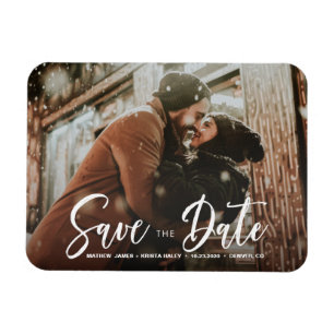 Modernes Typografie-Foto Save the Date Hochzeit Magnet