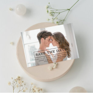 Modernes Typografie-Foto Save the Date   Schwarz