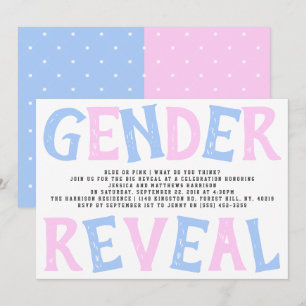 Modernes Typografie Gender Reveal Party! Babyparty Einladung
