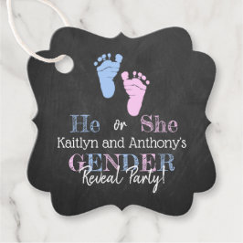 Modernes Typografie Gender Reveal Party! Babyparty Geschenkanhänger
