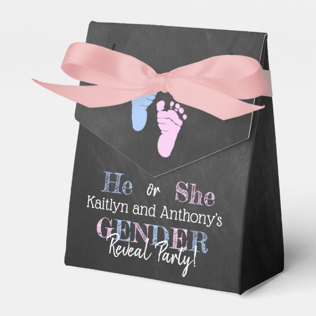 Modernes Typografie Gender Reveal Party! Babyparty Geschenkschachtel (Vorderseite)