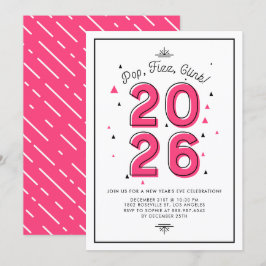 Modernes Typografie Pink 2022 Silvesterfest Party Einladung