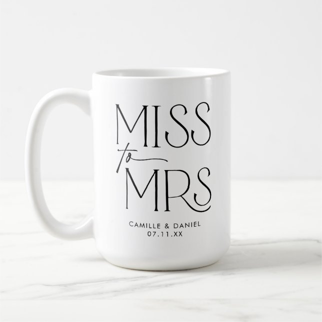 Modernes Typografie-Verlobung-Foto Kaffeetasse (Links)