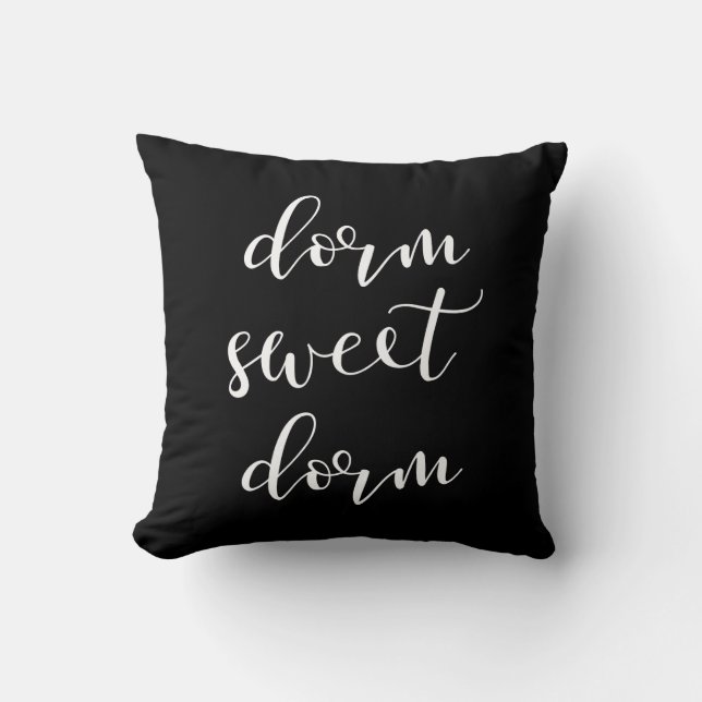 Modernes Typografie-Weiß auf schwarzem Kissen (Vorderseite)