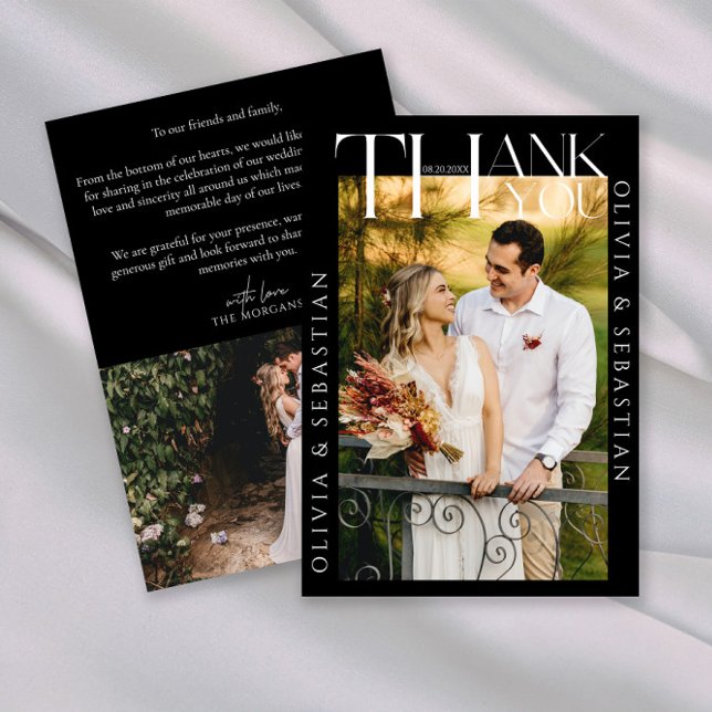 Modernes Typografie-White-Overlay-Foto Hochzeitssc Dankeskarte (Von Creator hochgeladen)