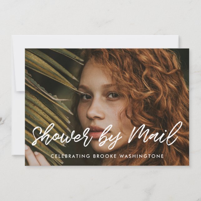 Modernes typografisches Brautparty per Post Foto Einladung (Vorderseite)