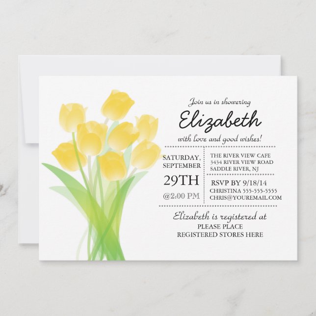 Modernes Typografisches Gelbtuch-Brautparty Einladung (Vorderseite)