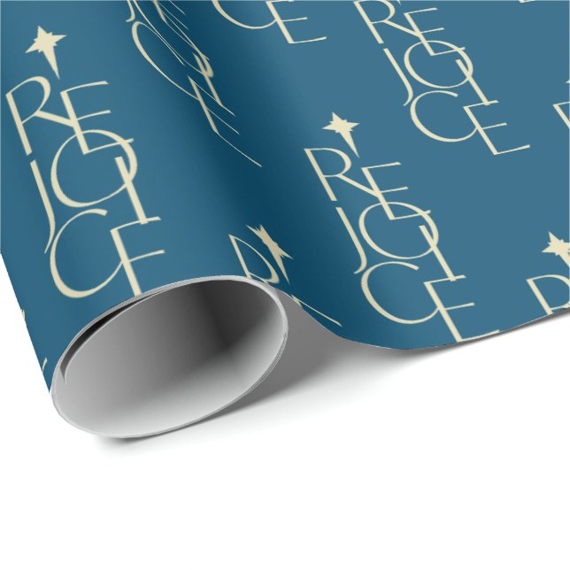Modernes, typografisches REJOICE & Star Weihnachte Geschenkpapier (Rolleneckpunkt)