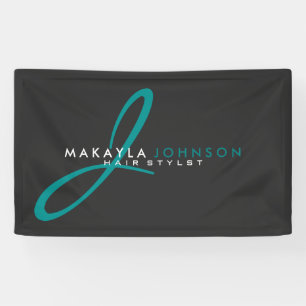 Modernes u. einfaches aquamarines blaues Monogramm Banner