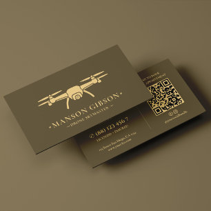 Modernes UAV-Pilot-Drohnenoperator-Logo Taupe Visitenkarte