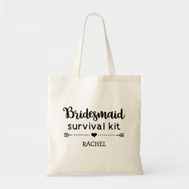 Modernes Überlebenskit für Bridmaid Personalisiert Tragetasche (Vorne)