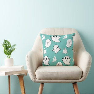 Modernes und Adorable Ghosts Minzgrün Halloween Kissen