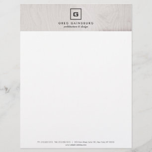 MODERNES UND EINFACHES BOX-LOGO AUF GRAUEM WOODGRA BRIEFBOGEN