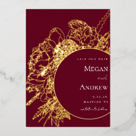 Modernes und elegantes Blumengesteck Save the Date Folieneinladung