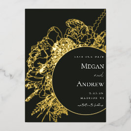 Modernes und elegantes Blumengesteck Save the Date Folieneinladung