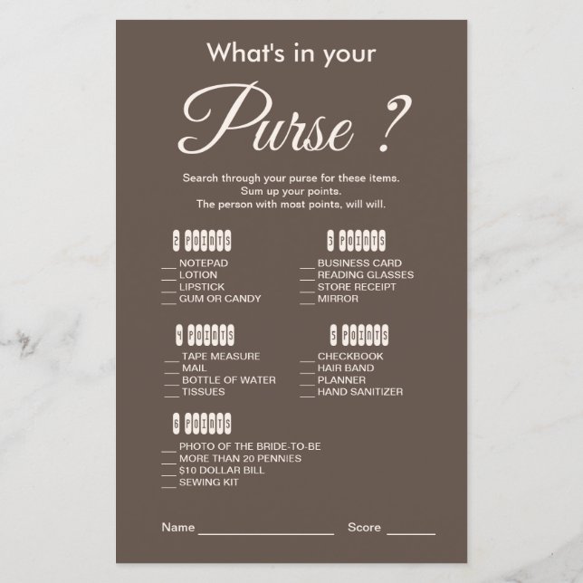 Modernes und elegantes braunes Brautparty (Rückseite)