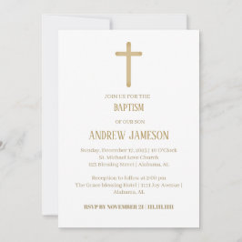 Modernes und elegantes Christliches Gold Cross | T Einladung
