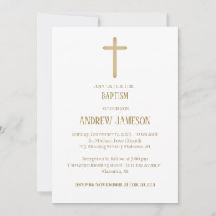 Modernes und elegantes Christliches Gold Cross   T Einladung