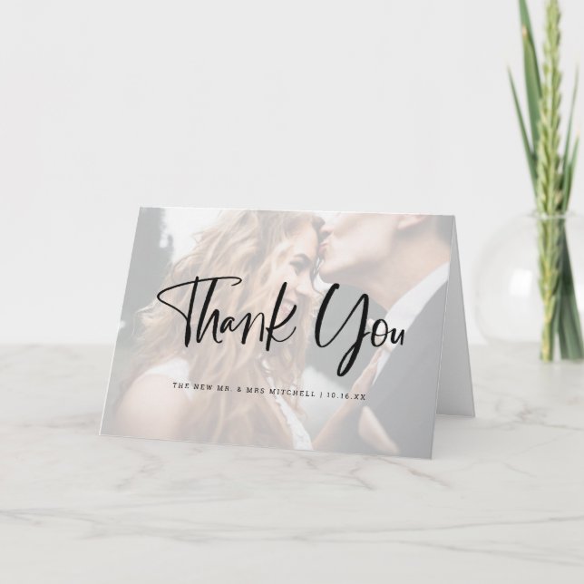 Modernes und elegantes | Custom Foto Wedding Dankeskarte (Vorderseite)