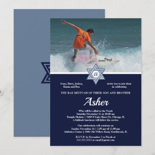 Modernes und elegantes Foto Bar Mitzvah Einladung