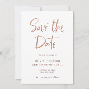 Modernes und elegantes Imitate Rose Goldhochzeit Save The Date