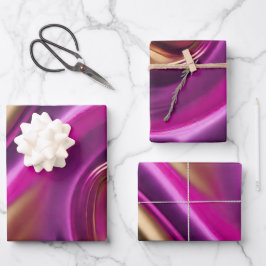 Modernes und elegantes - Lila Rosa und Gold- Geschenkpapier Set